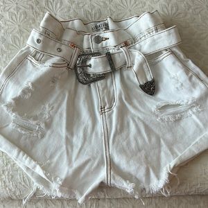 High Rise White Jean Shorts Never Worn